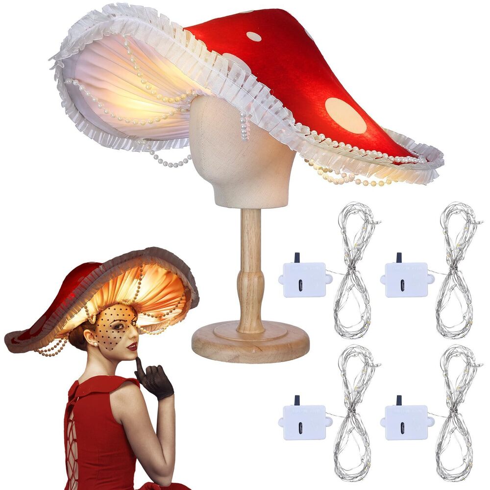 9253 LED Mushroom Hat Gift Renaissance Halloween Costume Light up Cosplay